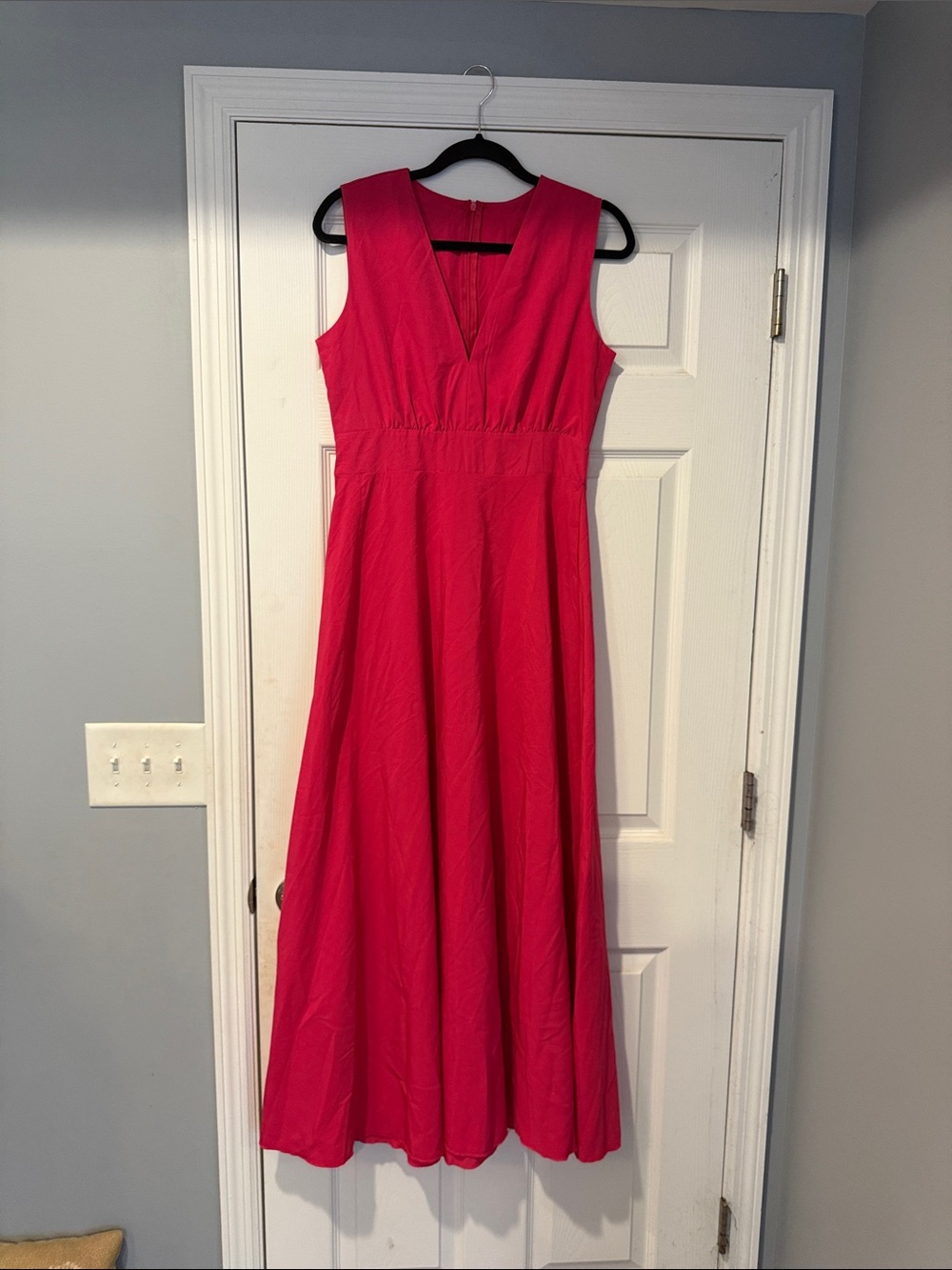 Women’s Sleeveless V-Neck Maxi Dress in Hot Pink